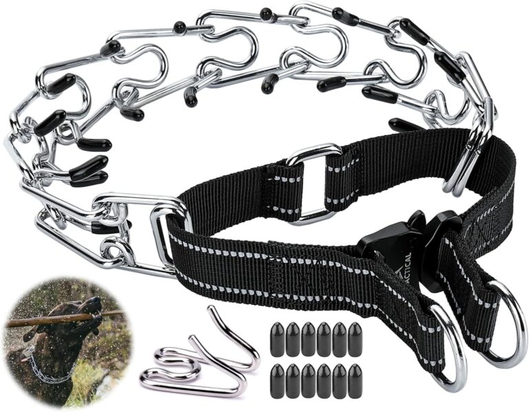 Dog Training Collar with Quick-Release Buckle, Adjustable Stainless Steel Collar for Small Medium Large Dogs (Black, XL Neck Girth 16.9"-22.2")