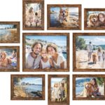 SONGMICS Picture Frames with 16 Mats, Set of 10 Collage Photo Frames, Two 8x10, Four 5x7, Four 4x6 Frames, Wall or Table Display, Christmas Gift, 12 Non-Trace Nails, Rustic Brown URPF049X01