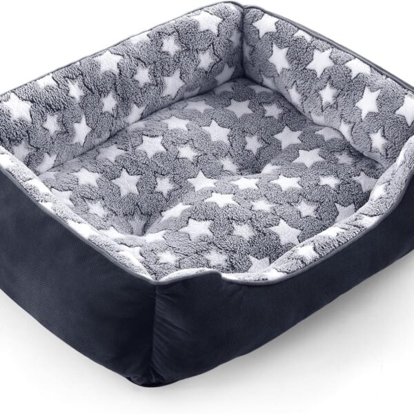 GASUR Small Dog Beds Small Size Dogs, Rectangle Washable Dog Bed, Orthopedic Dogs Sofa Bed, Pet Cuddler Anti-Slip Bottom, Soft Calming Sleeping Warming Puppy Bed (S (20"x 19"x 6"), Black)