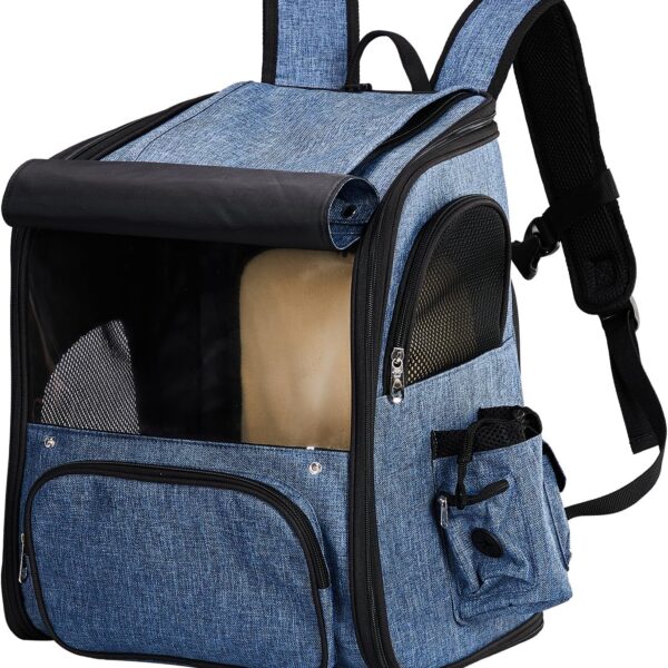 Outvita Large Cat Backpack Carrier Expandable Pet Carrier Backpack for Small Dogs Medium Cats Fit Up to 18 Lbs, Dog Backpack Carrier, Foldable Puppy Backpack Carrier for Travel, Hiking, Blue
