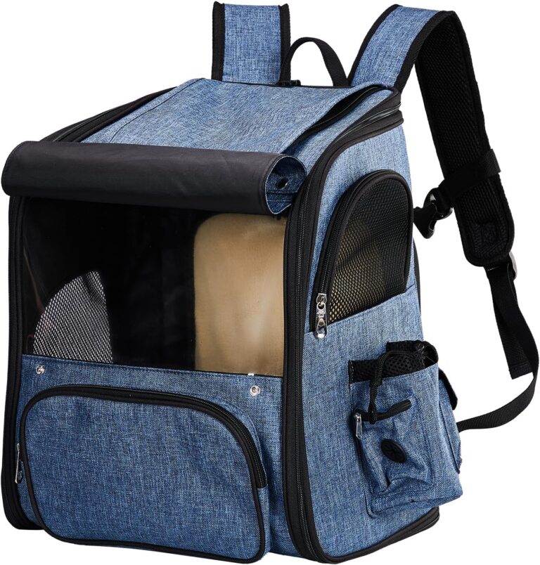 Outvita Large Cat Backpack Carrier Expandable Pet Carrier Backpack for Small Dogs Medium Cats Fit Up to 18 Lbs, Dog Backpack Carrier, Foldable Puppy Backpack Carrier for Travel, Hiking, Blue