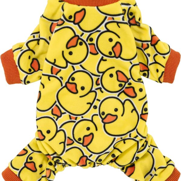 Fitwarm Funny Duck Dog Pajamas, Dog Winter Clothes for Small Dogs Girl, Lightweight Velvet Pet Jumpsuit, Cat Onesie, Yellow, Medium
