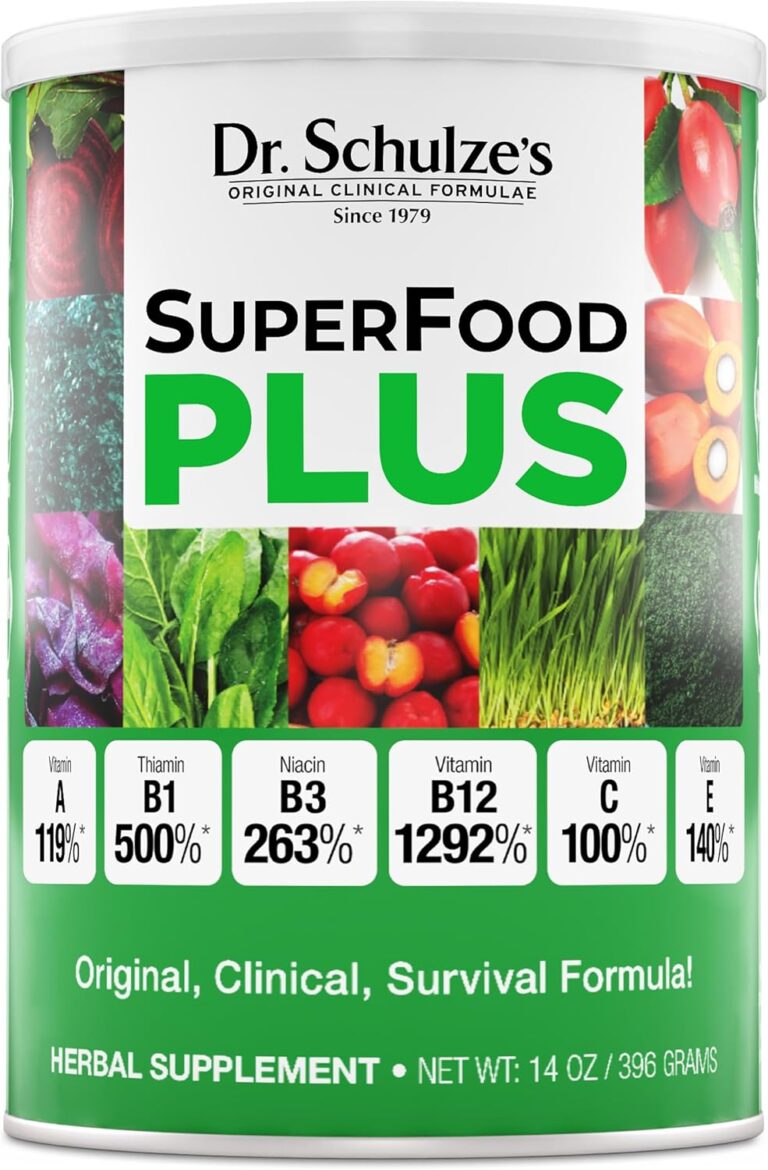 Dr. Schulze's SuperFood Plus | Vitamin and Mineral Herbal Concentrate | Daily Nutrition | Gluten-Free and Non-GMO | Vegan | 14 Ounce Powder | Packaging May Vary