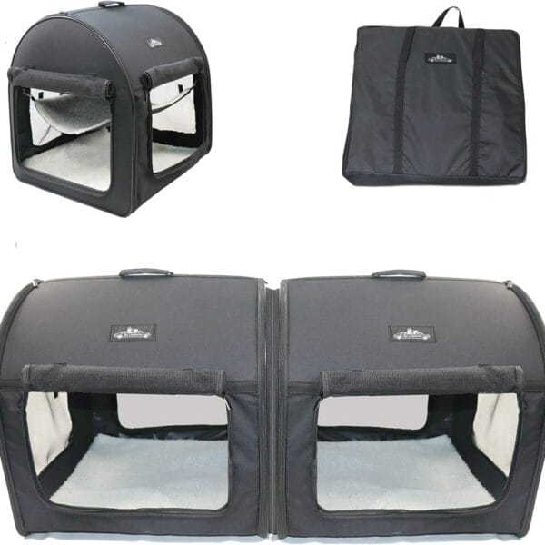 Soft Dog Cat Crate The Portable 2-in-1 Double Travel Kennel Tube Carrier for All Pets Car Seat Ready