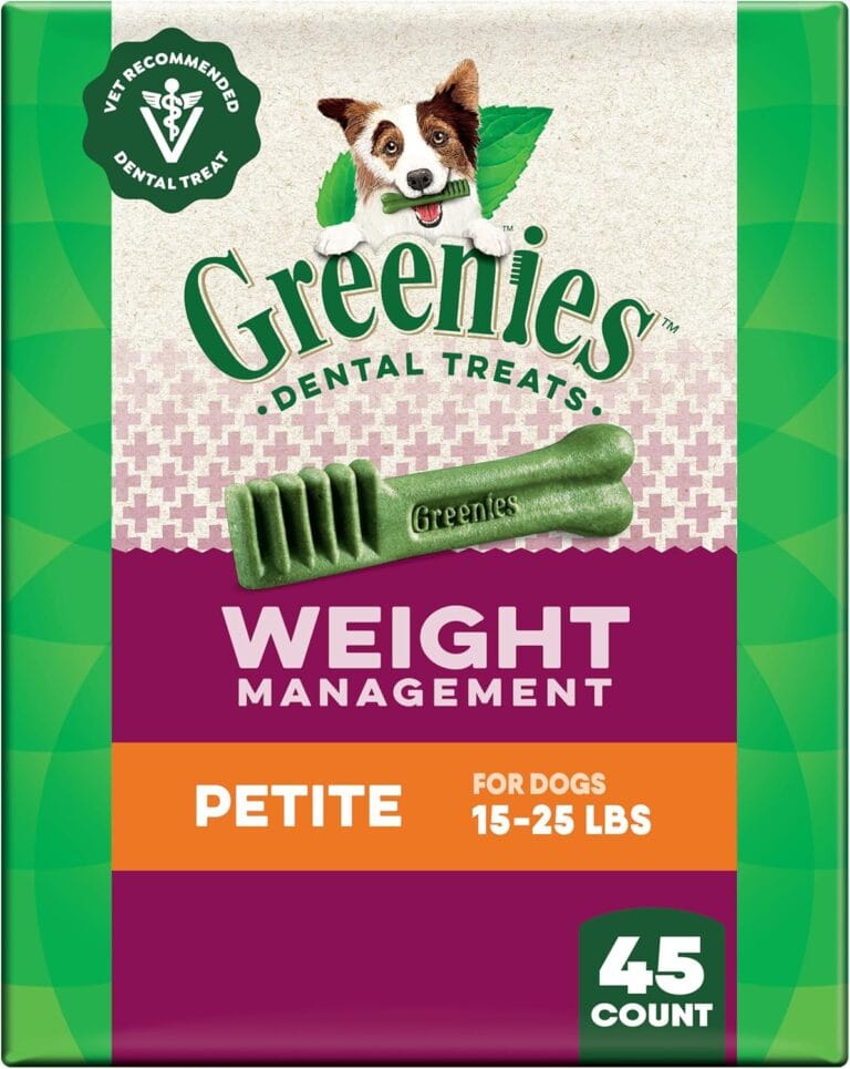 Greenies Veterinarian-Recommended Weight Management Adult Natural Dental Dog Treats Petite Size, 27 oz. Pack, 45 Count