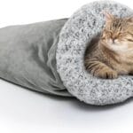 Cat Cave Bed for Indoor Cats, Warm Covered Cat Bed for Sleeping Relax Play, Cozy Fluffy Flannel Washable Kitten Tunnel Nest for Cold Weather