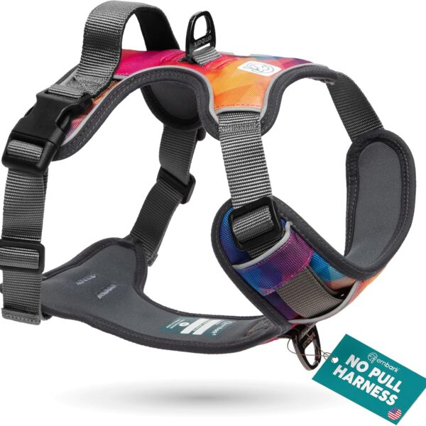 Embark Adventure Dog Harness, Reflective Trim No Pull Dog Harnesses for Small Sized Dogs - Military Grade Nylon, Front Clip with Gel Lined Handle. Soft & Padded Puppy