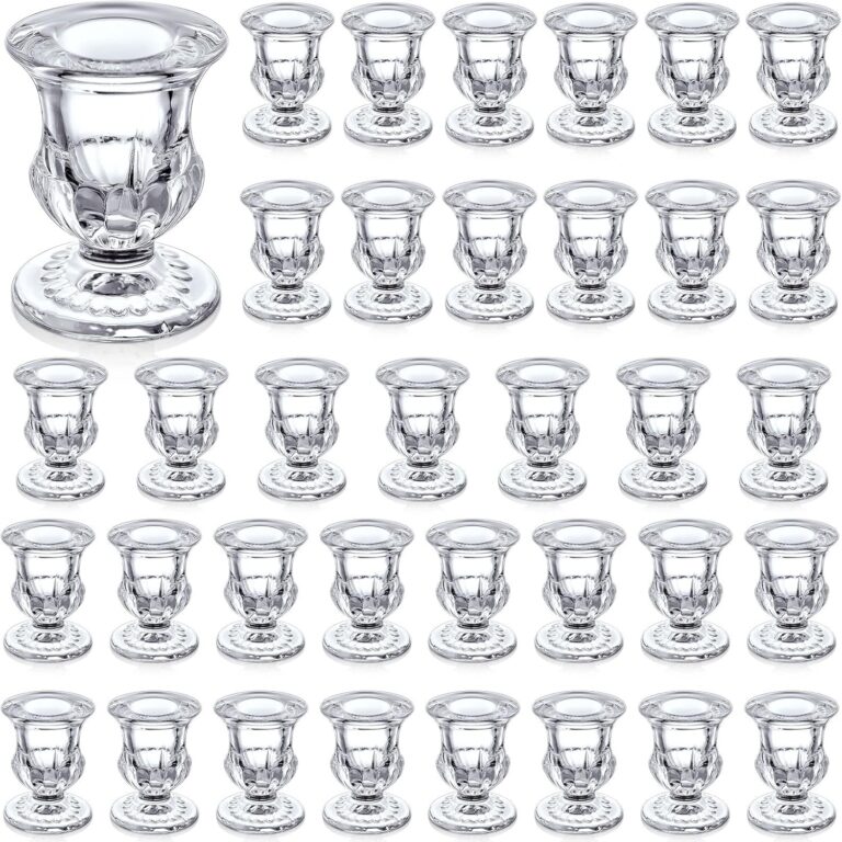 Foaincore 36 Pcs Candlestick Holders Bulk 2.5 Inch Taper Candle Holder for Table Centerpiece Thick Glass Ritual Candle Stand for Wedding Christmas Valentines Festival Party Decorations (Clear)