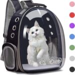 Henkelion Backpack Carrier/Bubble Carrying Bag for Small Medium Dogs Cats, Space Capsule Pet Carrier for Hiking, Travel, Airline Approved- Black