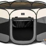 Portable Dog Playpen for Small Dogs & Puppies 39.5" Pop-Up Foldable Pet Fence with Bowl, Waterproof Bottom, Removable Mesh Top, Indoor Outdoor Use, Secure Zippered Door, Travel & Training Use