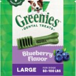 Greenies Veterinarian-Recommended Adult Natural Dental Dog Treats Large Size, Blueberry Flavor, 12 oz. Pack, 8 Count