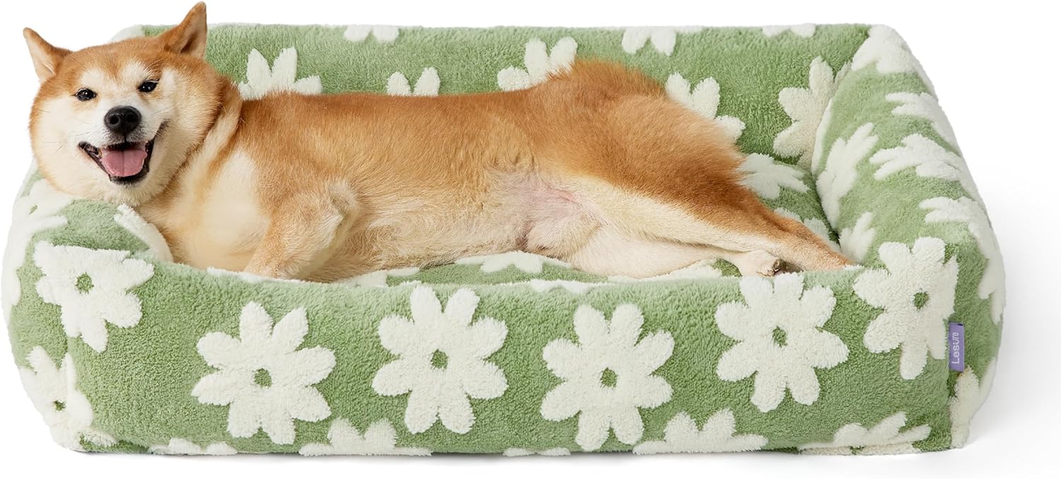 LE SURE Cute Dog Bed for Large Dogs - Washable Pet Beds,Cozy Rectangle Orthopedic Sofa with Jacquard Shaggy Plush & Anti Slip Bottom,36x27x8inches LE SURE Cute Dog Bed for Large Dogs - Washable Pet Beds,Cozy Rectangle Orthopedic Sofa with Jacquard Shaggy Plush & Anti Slip Bottom,36x27x8inches