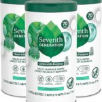 Seventh Generation Multi Purpose Wipes All Purpose Cleaning Garden Mint scent with 100% Essential Oils and Botanical Ingredients 70 count, Pack of 3