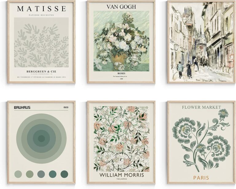 Habseligkeit Sage Green Master Wall Art Prints, Abstract Matisse Wall Art Exhibition Posters, Vintage Art Boho Art Prints, Retro Room Decor for Aesthetic Bedroom8x10inch, Unframed