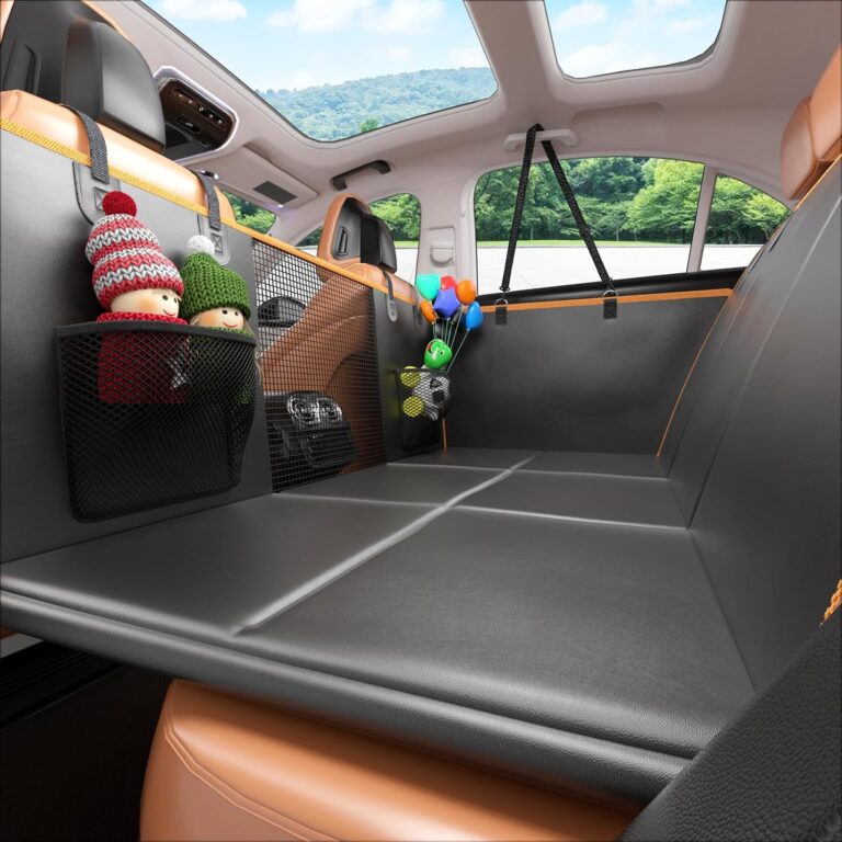 Back Seat Extender for Dogs: Mobile Cozy Pet Den! Skin-Safe Padding, Heavy-Duty PU Leather with Hard Bottom, 450lb Capacity-Waterproof, Non-Slip, 45% More Space (Fits Cars, SUVs & Small Trucks)