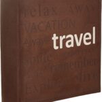 Pioneer Travel Text Design Sewn Faux Suede Cover Photo Album, Brown