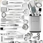 Home Hero 54-Piece Stainless Steel Kitchen Utensils Set - Heat-Resistant Nonstick Silicone & Stainless Steel Cooking Utensils - Complete Tools with Slotted Spoon & Pasta Spoon - Pack of 54, Silver