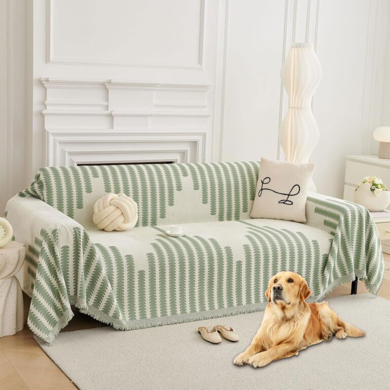 HAOMAIJIA Boho Sofa Covers Couch Covers for 3 Cushion Couch Sofa Pet Friendly Soft Thick Non Slip Couch Cover for Dogs Washable Sectional Couch Covers L Shape Furniture Protector (Green, 91"x134")