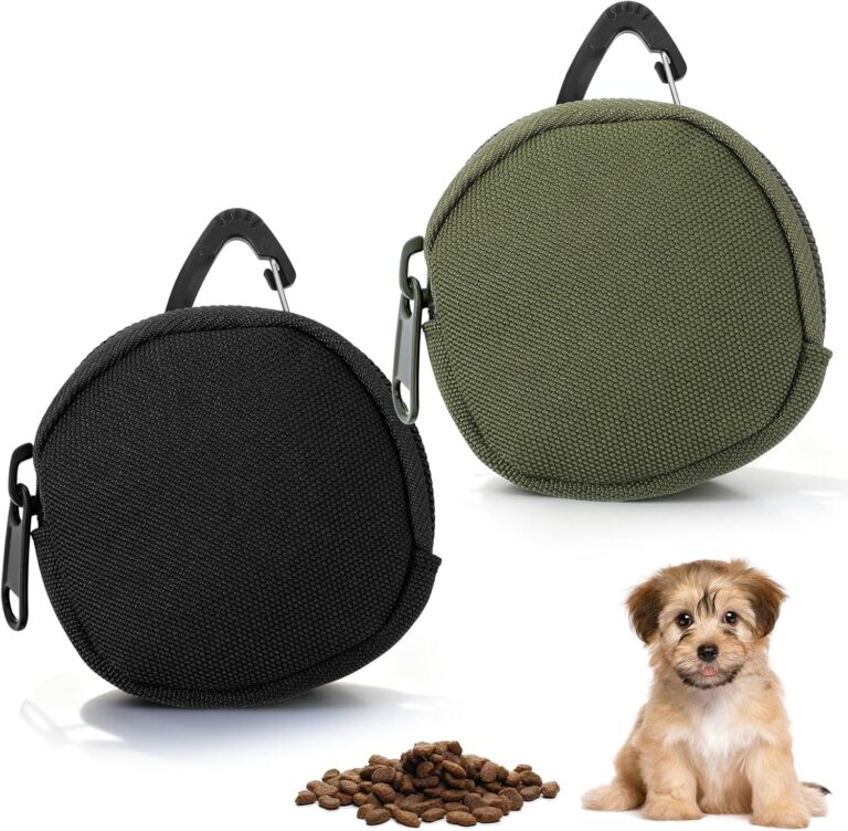 Treat Pouches for Pet Training 3 Pcs Dog Treat Pouch Portable Puppy Dog Training Treat Bag, Hand Free Dogs Walking Bag Reusable Dogs Treats Container with Carabiner, Zipper Closure to Avoid Spilling