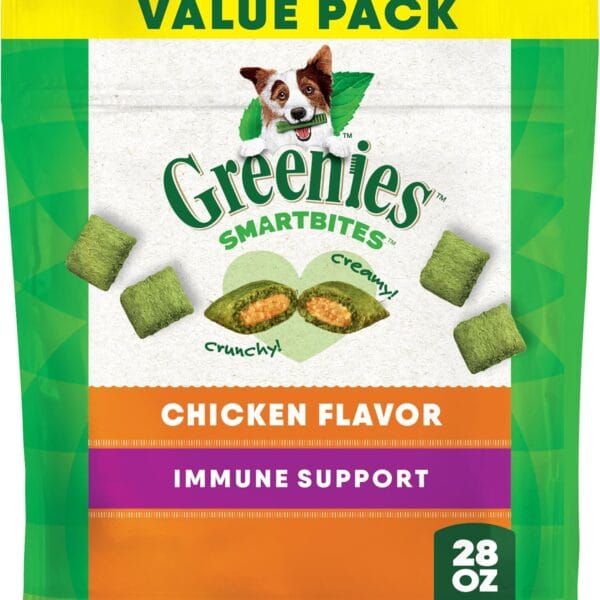 Greenies Smartbites Immune Support Crunchy & Soft Dog Treats, Chicken Flavor, 28 oz. Pack