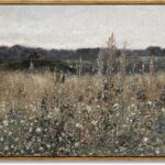 InSimSea Framed Canvas Wall Art Vintage Decor, Landscape Wall Art, Meadow with Flowers Art, Modern Farmhouse Decor, Cottagecore Bedroom Bathroom Office Decorations, 24"x36"