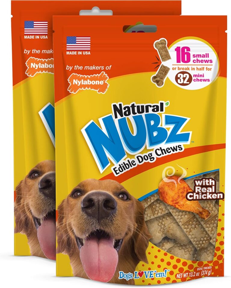 Nylabone Nubz Natural Dog Chew Treats, Chicken Flavor Pet Dental Chews for Small Dogs, Longer-Lasting Dog Bones Made in USA - Up to 30 lbs. (32 Count)