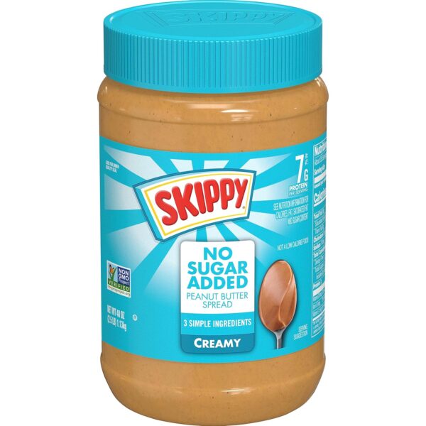 SKIPPY Creamy Peanut Butter Spread, No Sugar Added Peanut Butter, 7 g Protein Per Serving, 40 Oz Jar
