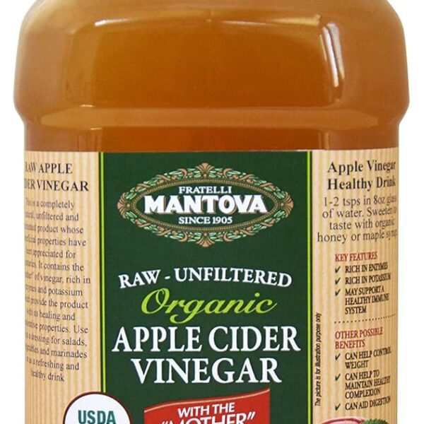 Organic Apple Cider Vinegar With The Mother 68 oz -100% USDA Certified Organic - Raw, Unfiltered