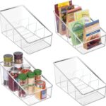 iDesign Divided Packet Organizer for Kitchen and Pantry Storage - Set of 4 - Clear