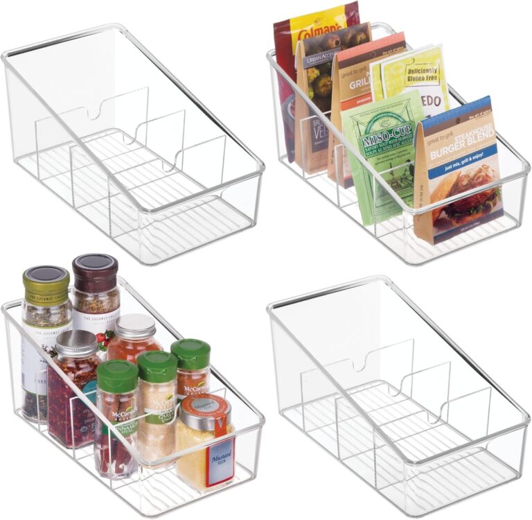 iDesign Divided Packet Organizer for Kitchen and Pantry Storage - Set of 4 - Clear