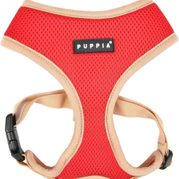 Puppia Soft Dog Harness II Mesh Over-The-Head All Season No Pull No Choke Walking Training Adjustable for Small & Medium Dog - RED - L