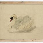 Kizbok Vintage Wall Art Decor Classical Swan Canvas Prints Farmhouse Wall Decor Rustic Watercolor Swan Vintage Art Pictures for Bedroom Bathroom Office Decor(8" x 10"-UNFRAMED)