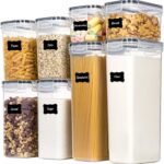 CHEFSTORY Airtight Food Storage Containers with Lids, 8 PCS Plastic Storage Canisters for Kitchen & Pantry Organization,Dry Food Canisters for Flour, Sugar and Cereal