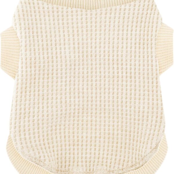 Cozy Lightweight Dog Sweaters Shirt for Small Puppies: Stretchable Beige Tank Top Attire, Perfect for Chihuahuas and Yorkies - Enhancing Comfort and Playfulness on Chilly Days - Medium