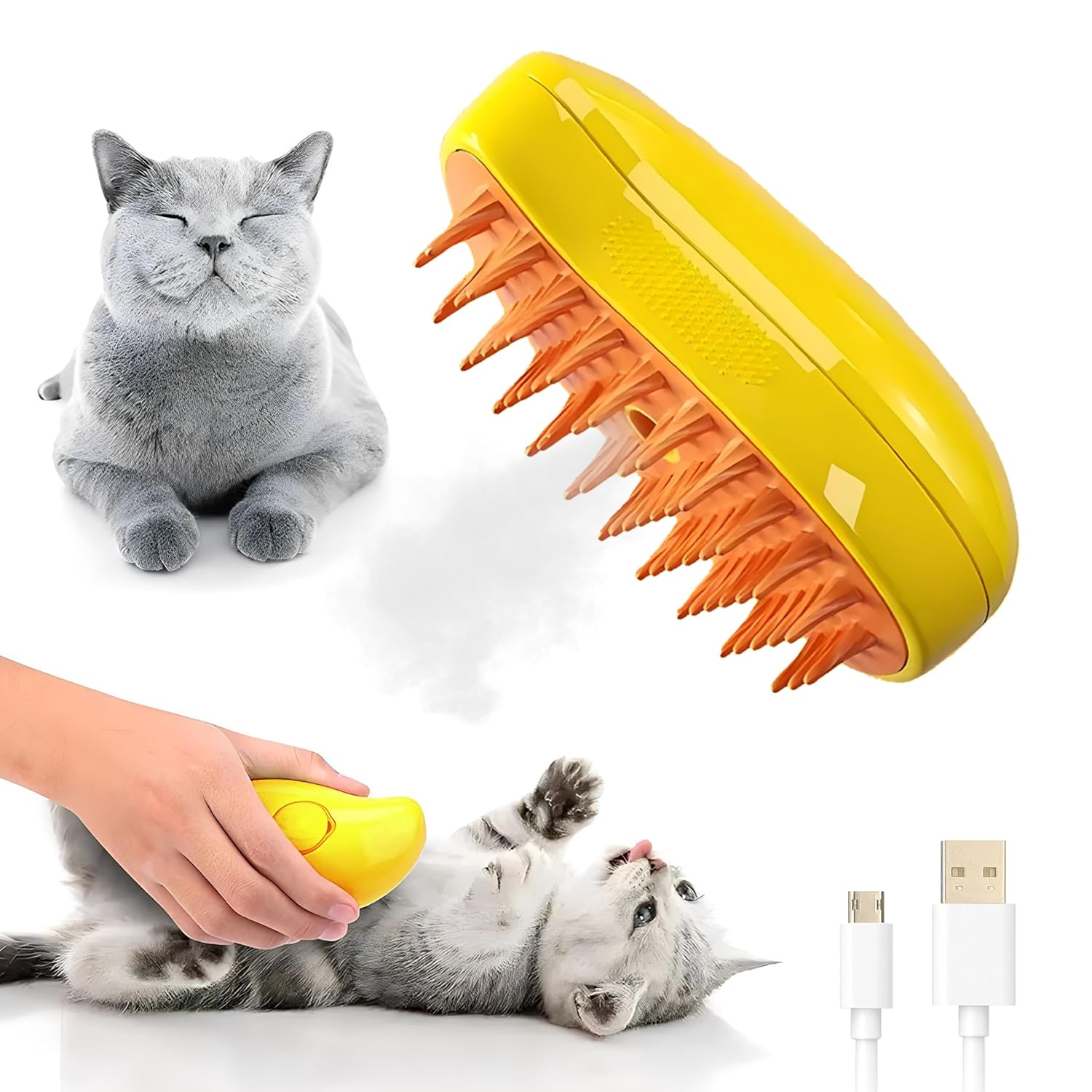 Cat Steam Brush For Shedding, Grooming Tool for Cats and Dogs with Steam Function, Massage, and Shedding Hair Removal - Ideal for Pets, Featuring Weighted Blanket Technology, Hair Brush Cat Steam Brush For Shedding, Grooming Tool for Cats and Dogs with Steam Function, Massage, and Shedding Hair Removal - Ideal for Pets, Featuring Weighted Blanket Technology, Hair Brush
