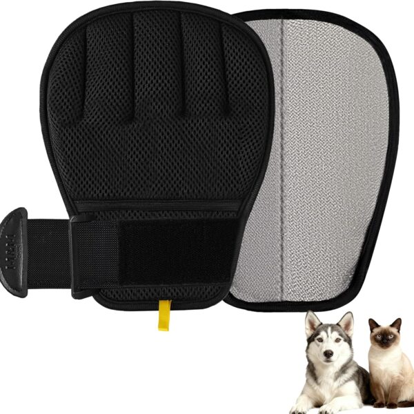 Pet Hair Remover Glove for Cats & Dogs, Patented Adjustable Strap, Reusable Five-Finger Grooming Glove, Non-Slip Fit, Removes Pet Hair from Couch, Carpet, Laundry & Car Seat