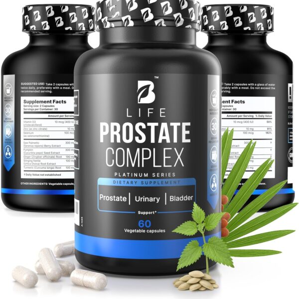 Prostate Health Supplements for Men with Saw Palmetto for Men & Pumpkin Seed Oil Capsules - Stinging Nettle Root| 60 Capsules 30-Day Supply