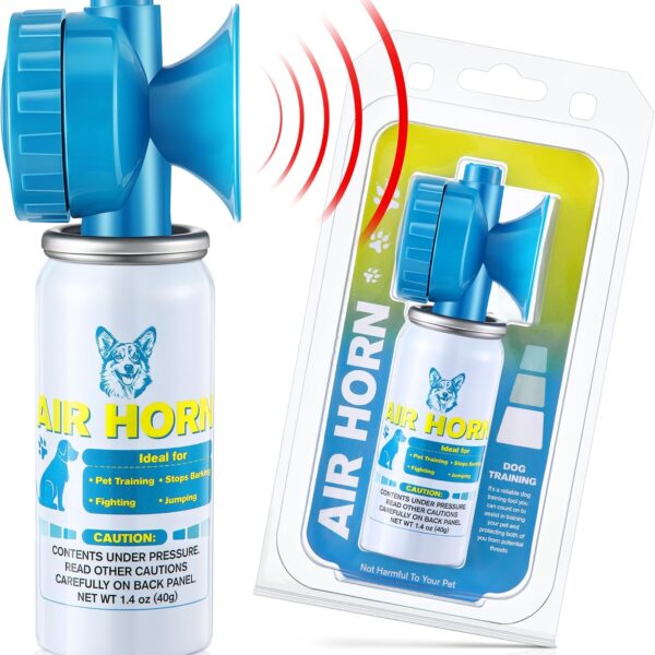 Air Horn, 1.4 oz 120 dB Loud Air Horns for Safety, for Coyotes and Aggressive Dog, Stops Attacking Fighting Barking Chasing, Effective Training Tool & Outdoor Safety Alarm, Blue(1 Pack)