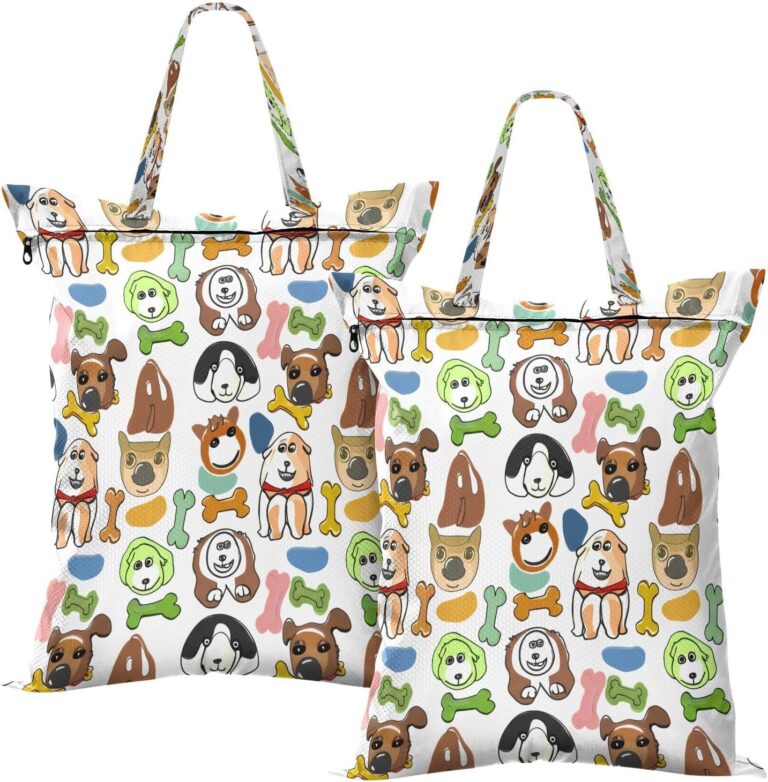 YETTASBIN 2 Pack Large Travel Laundry Bags - Dog Waterproof Wet Dry Bag Washable Dirty Clothes Organizer with Sturdy Handle & Zipper for Beach Gym Swimming Pool, 18 x 22.4 Inch