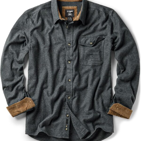 CQR Men's 100% All Cotton Button Down Flannel Shirts, Long Sleeve Brushed Warm Soft Casual Outdoor Plaid Shirt