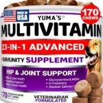 Dog Multivitamin Chewable with Glucosamine - Dog Vitamins and Supplements - 170 Treats - Senior & Puppy Multivitamin for Dogs - Hip & Joint Support - Immune Health, Skin, Heart, Digestion, Probiotics