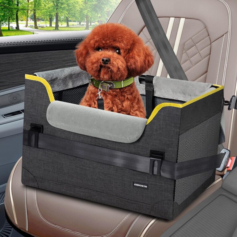 Dog Car Seat for Small Dogs,Detachable Pet Car Seat Under 20 lbs,Dog Booster Seat with Cozy Chin Rest,Cushion and Safety Belt, (Gray)