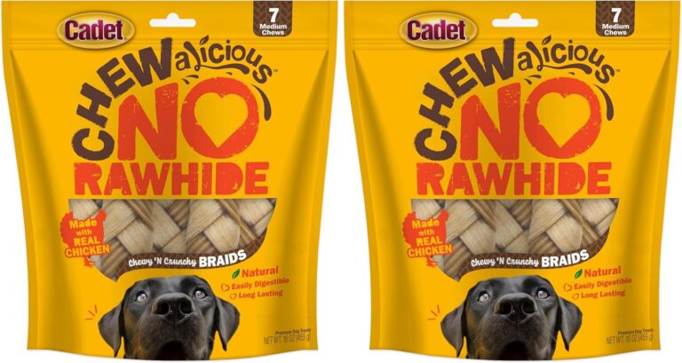 Cadet Chewalicious Chewy 'N Crunchy Braid Dog Treats, Limited Ingredient, Rawhide-Free, Long-Lasting Chews for Dogs Made with Real Chicken, 7 Count (Pack of 2)