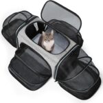 Siivton Cat Carrier,4 Sided Expandable Pet Carrier for Travel,Collapsible Soft-Sided Carriers with Removable Fleece Pad and Shoulder Straps,Airline Approved(17.5"x 11"x 11")