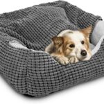 GASUR Dog Beds for Small Medium Large Dogs with Cover Cave, Rectangle Hooded Dog Puppy Bed with Blanket, Cozy Anti-Anxiety Cat Beds for Indoor Cats, Anti-Slip Bottom and Machine Washable (20", Grey)