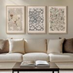 Framed William Morris Canvas Wall Art for Living Room, Set of 3 Large Neutral Floral Botanical Prints, Vintage Rustic Boho Pictures for Bedroom Hallway Office, 16x24 Inch
