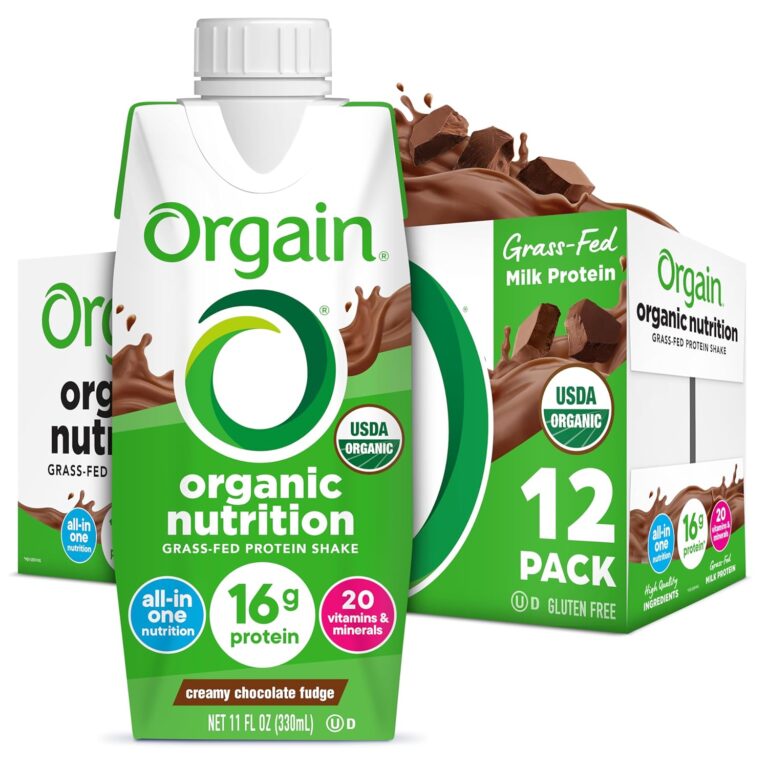 Orgain Organic Nutritional Protein Shake, Creamy Chocolate Fudge - 16g Grass Fed Whey Protein, Meal Replacement, 20 Vitamins & Minerals, Fruits & Vegetables, Gluten Free, Non-GMO, 11 Fl Oz (12 Pack)