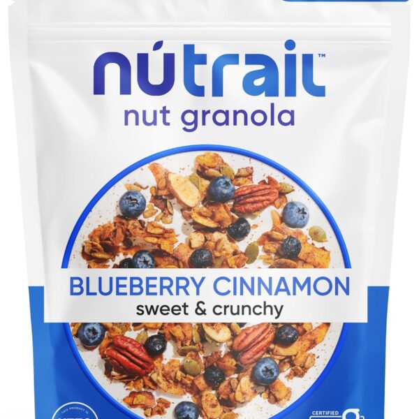 NuTrail Nut Granola Cereal, Blueberry Cinnamon, No Sugar Added, Keto, Low Carb, Gluten Free, Grain Free, Healthy Breakfast 8 oz. 1 Count