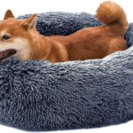 Comfort Donut Dog Bed - Ultra-Soft Pet Bed with Neck Support, 3 Sizes (Machine Washable) for Small/Medium/Large Dogs & Cats (Gray, 24''Lx24''Wx8''Th)