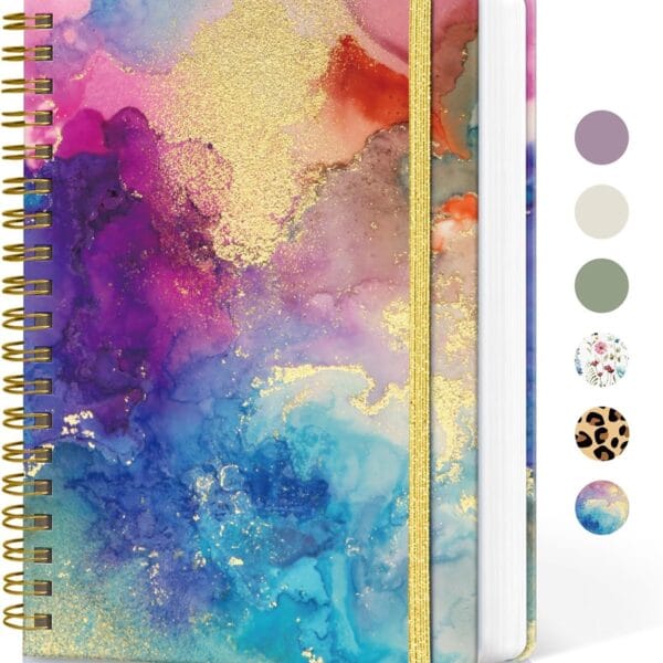 Taja Lined Spiral Notebook Journal for Work, 300 Pages Thick B5 (7.1"x10") College Ruled Journal for Women & Writing, Hardcover Notebook for Note Taking, Perfect for Office Home School, Color Splash